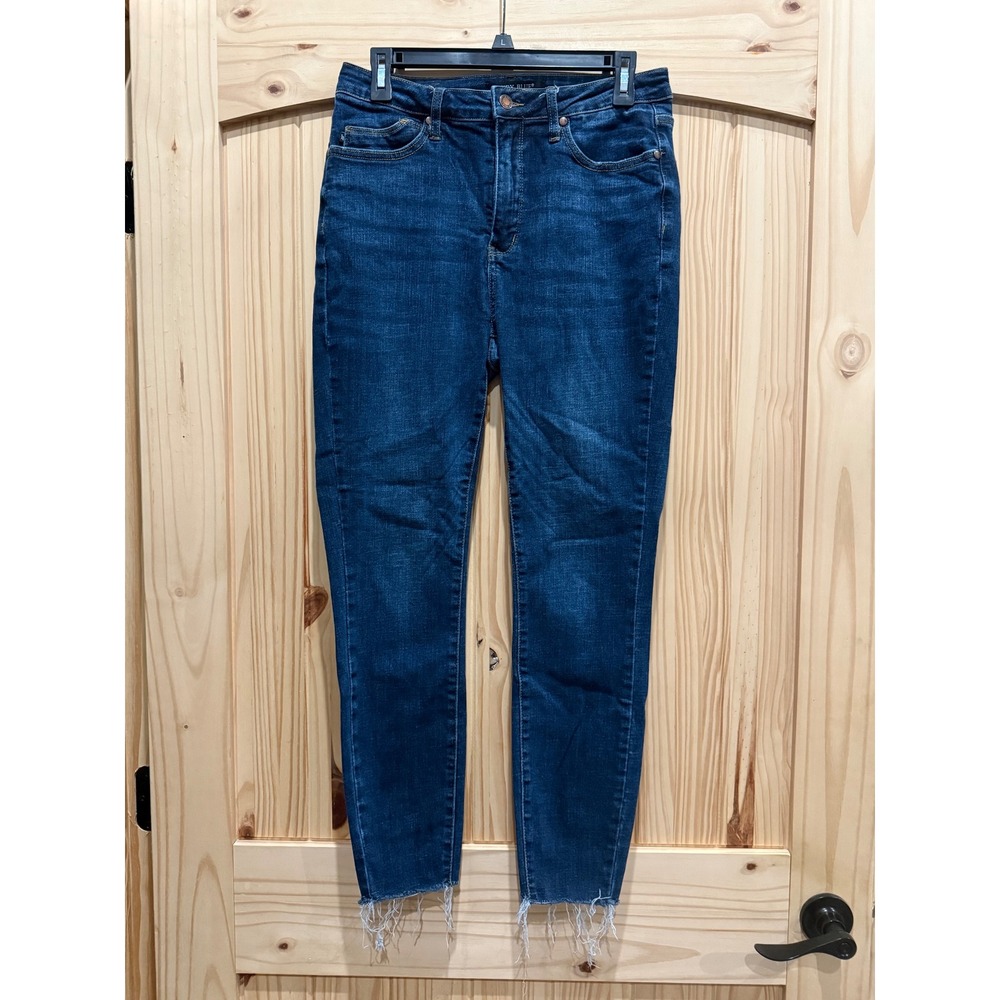 Judy Blue High Rise Skinny Jeans Dark Wash‎ Raw Hem Distressed Pocket 11/30